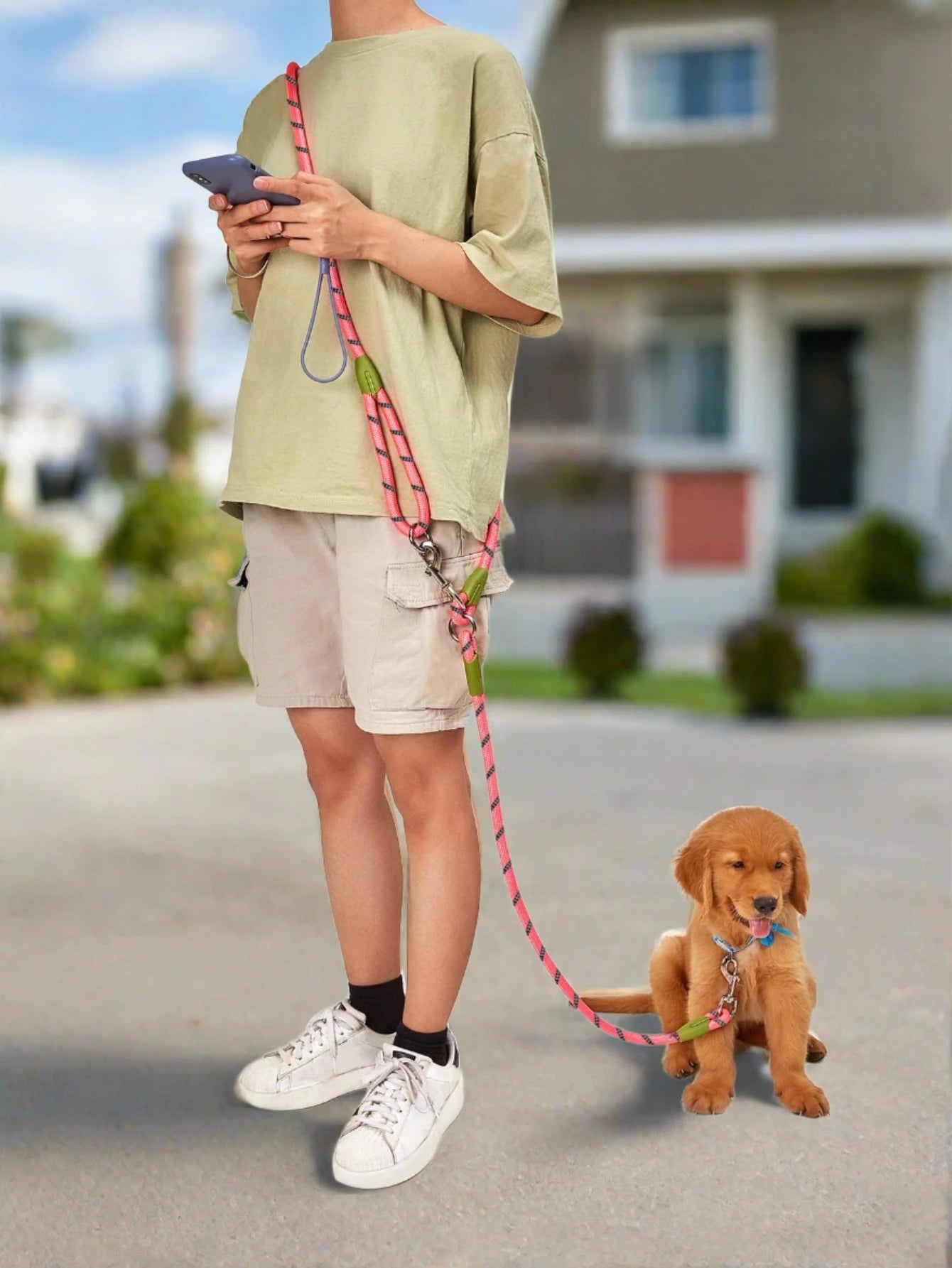 Reflective Nylon Rope Dog Leash for Hands Free Running